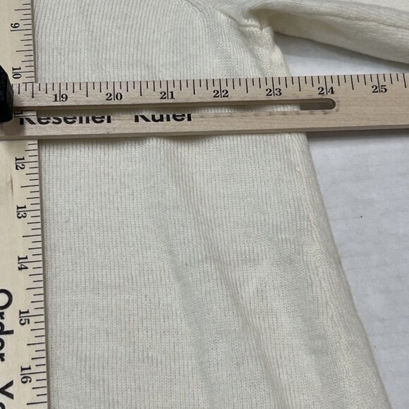 Soft Surroundings Womens XL Sweater Wool Blend Ivory Pleated Back Black Tie Neck - Picture 7 of 9